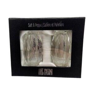 Oleg Cassini Reflections Clear Faceted Crystal Salt & Pepper Shaker Set